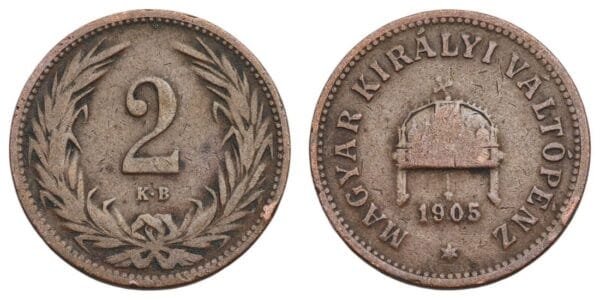 HUNGARY 2 filler 1905 VF-