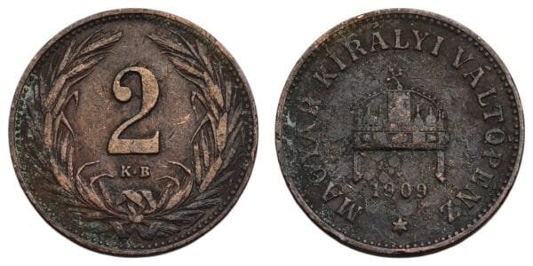 HUNGARY 2 filler 1909 VF-