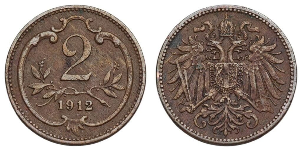 AUSTRIA 2 heller 1912 VF