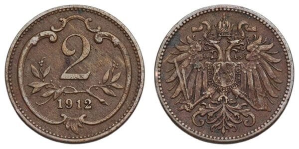 AUSTRIA 2 heller 1912 VF