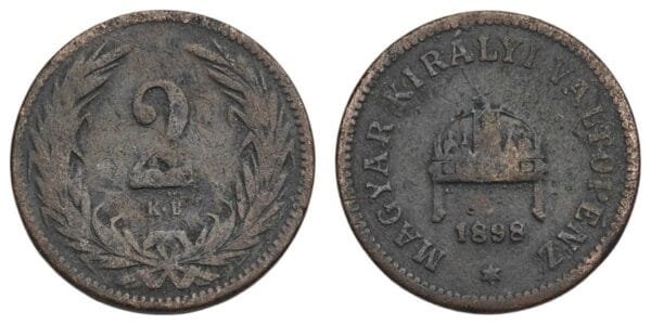 HUNGARY 2 filler 1898 F
