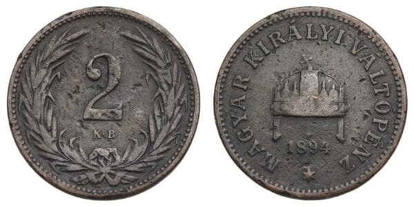 HUNGARY 2 filler 1894 F