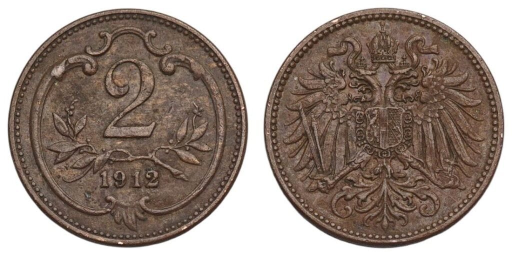 AUSTRIA 2 heller 1912 VF