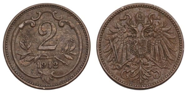 AUSTRIA 2 heller 1912 VF