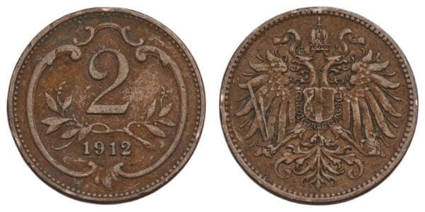 AUSTRIA 2 heller 1912 VF