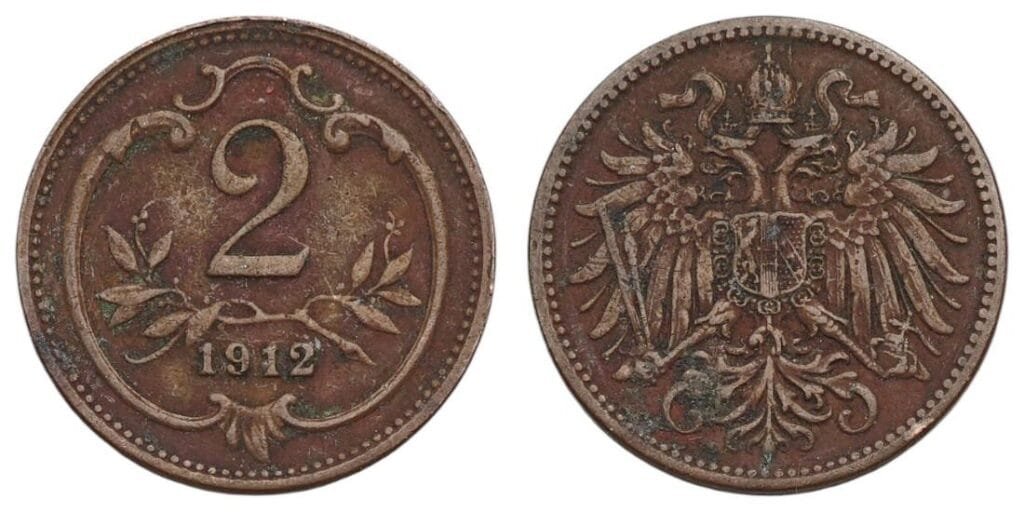 AUSTRIA 2 heller 1912 VF