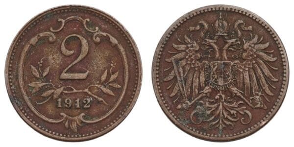 AUSTRIA 2 heller 1912 VF
