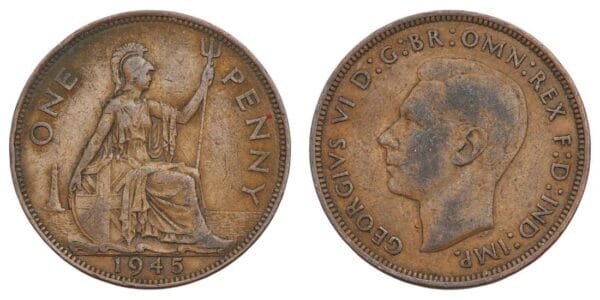 GREAT BRITAIN 1 penny 1945 VF