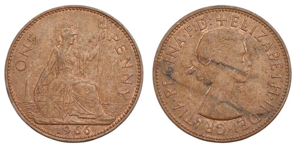GREAT BRITAIN 1 penny 1966 VF