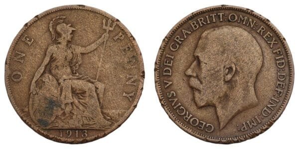 GREAT BRITAIN 1 penny 1913 F