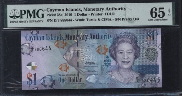 CAYMAN ISLANDS 1 dollar 2010 PMG 65 EPQ
