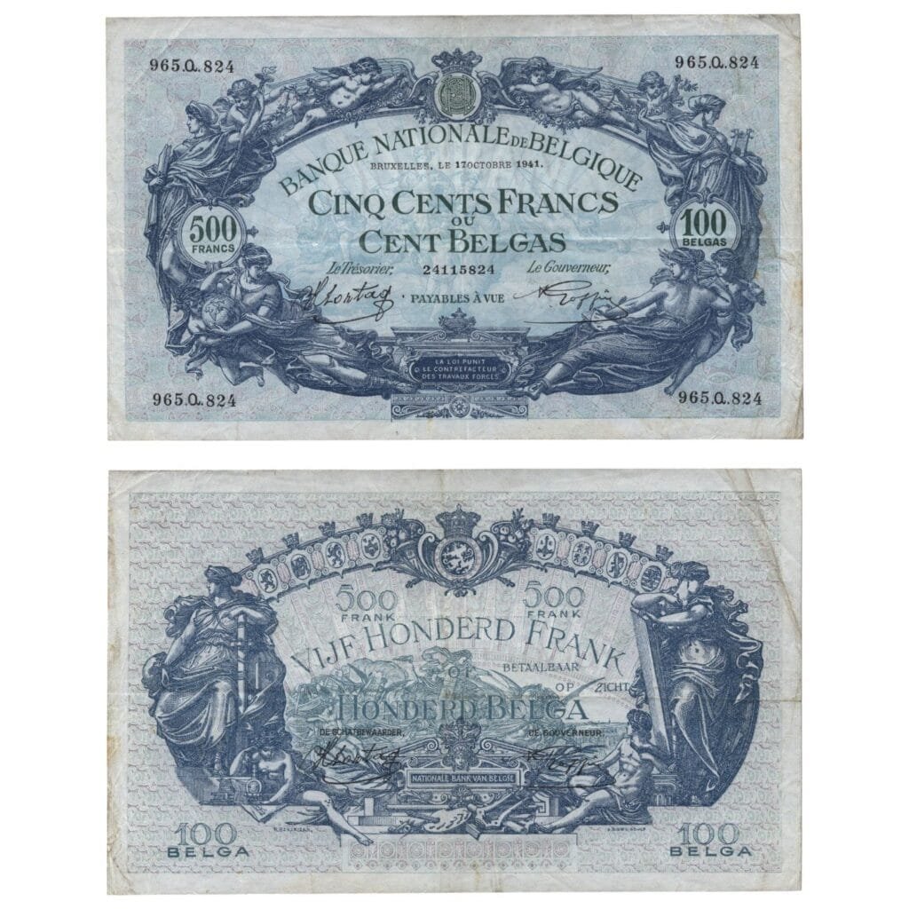 BELGIUM 500 francs 1941 / 100 belgas / VF
