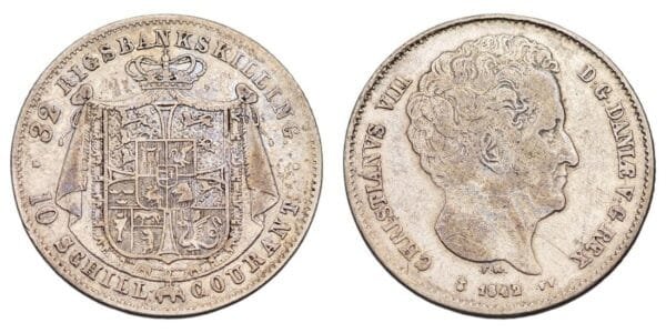 DENMARK 32 rigsbankskilling 1842 / Silver / VF