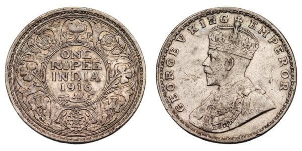 INDIA 1 rupee 1916 / British / Silver / XF