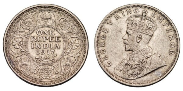 INDIA 1 rupee 1917 / British / Silver / XF-