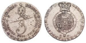 GERMANY 2/3 thaler 1807 / Brunswick-Lüneburg-Calenberg-Hannover / Silver / VF