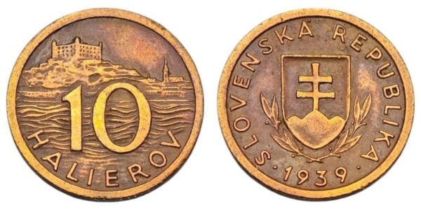 SLOVAKIA 10 halierov 1939 / WWII issue / VF+