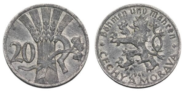 BOHEMIA AND MORAVIA 20 haleru 1941 / WWII issue / XF