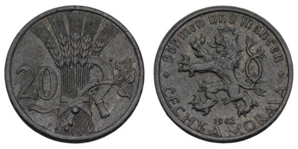 BOHEMIA AND MORAVIA 20 haleru 1942 / WWII issue / XF