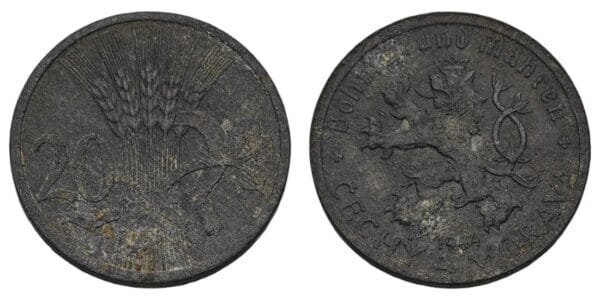 BOHEMIA AND MORAVIA 20 haleru 1944 / WWII issue / VF-