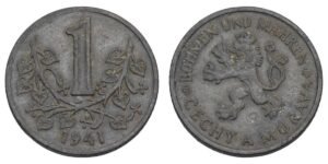 BOHEMIA AND MORAVIA 1 koruna 1941 / WWII issue / VF