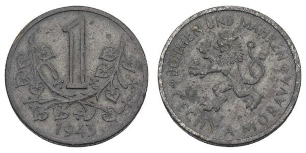 BOHEMIA AND MORAVIA 1 koruna 1943 / WWII issue / VF