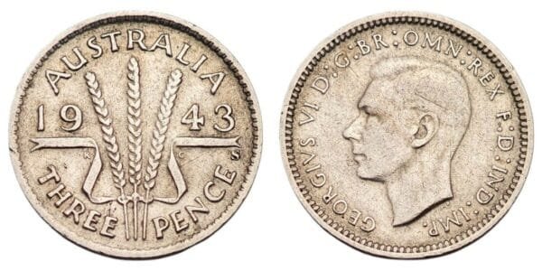 AUSTRALIA 3 pence 1943 / Silver / VF