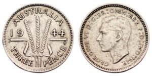 AUSTRALIA 3 pence 1944 / Silver / XF