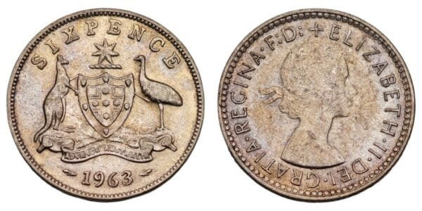 AUSTRALIA 6 pence 1963 / Silver / VF+