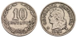 ARGENTINA 10 centavos 1924 VF