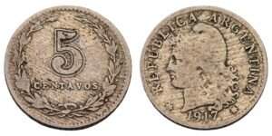 ARGENTINA 5 centavos 1917 VF-