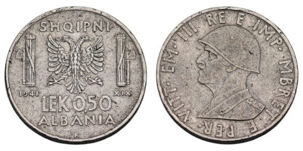 ALBANIA 0.50 lek 1941 / WWII Italian Occupation / VF