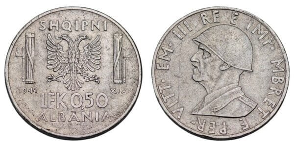 ALBANIA 0.50 lek 1941 / WWII Italian Occupation / VF