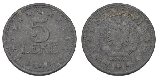 ALBANIA 5 leke 1947 VF