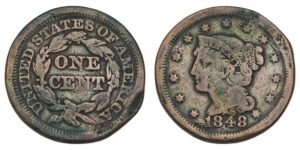 UNITED STATES OF AMERICA 1 cent 1848 / Liberty Head / F+