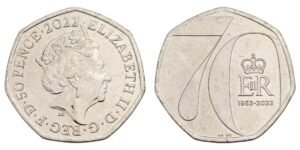 GREAT BRITAIN 50 pence 2022 / 70th Anniversary of Accession of Queen Elizabeth II / XF