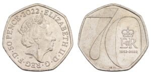 GREAT BRITAIN 50 pence 2022 / 70th Anniversary of Accession of Queen Elizabeth II / XF