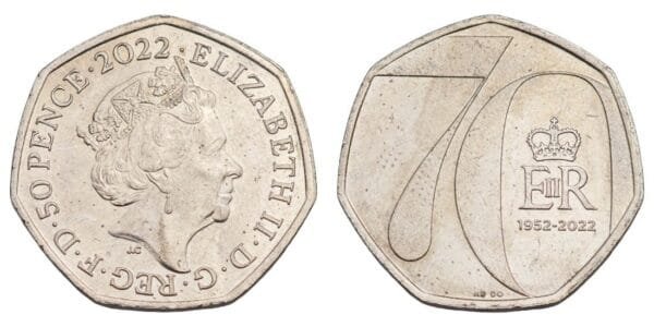 GREAT BRITAIN 50 pence 2022 / 70th Anniversary of Accession of Queen Elizabeth II / XF