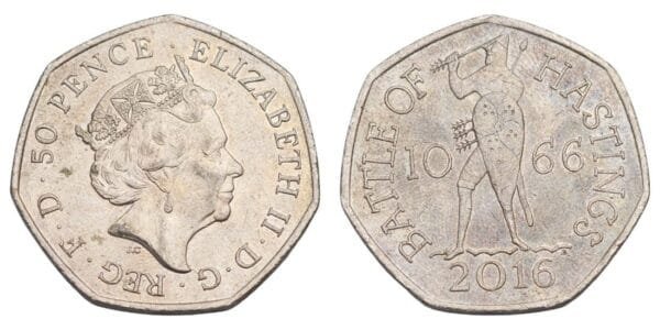 GREAT BRITAIN 50 pence 2016 / 950th Anniversary of the Battle of Hastings / VF+