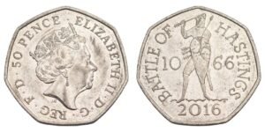 GREAT BRITAIN 50 pence 2016 / 950th Anniversary of the Battle of Hastings / VF+