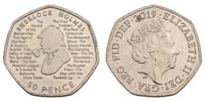 GREAT BRITAIN 50 pence 2019 / 160th Anniversary of the Birth of Sir Arthur Conan Doyle / Sherlock Holmes / VF+