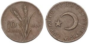TURKEY 10 kurus 1964 VF