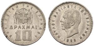 GREECE 10 drachmai 1959 VF+