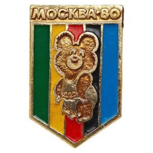 RUSSIA USSR 1980 Moscow Olympic Games / Mishka mascot / vintage badge
