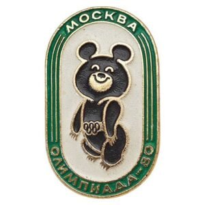 RUSSIA USSR 1980 Moscow Olympic Games / Mishka mascot / vintage badge