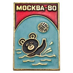 RUSSIA USSR 1980 Moscow Olympic Games / Mishka mascot / vintage badge