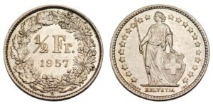 SWITZERLAND 1/2 franc 1957 / Silver / XF