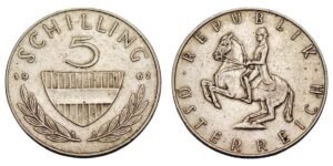 AUSTRIA 5 schilling 1962 / Silver / VF