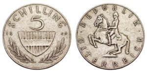 AUSTRIA 5 schilling 1960 / Silver / VF