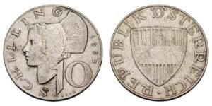 AUSTRIA 10 schilling 1957 / Silver / VF